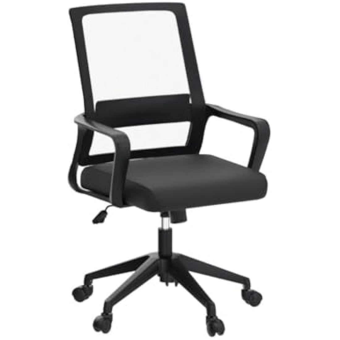 T-THREE.Adjustable office chair, ergonomic mesh swivel seat, with lumbar support, height adjustment, 360° rotation, and tilt function, mesh backrest for home office(Black)