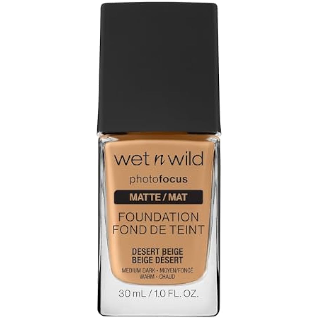 Wet n Wild, Photo Focus Foundation Matte, High-coverage Foundation with Light-adjusting Complex for a White Cast-free Effect and a Camera-ready Makeup, Matte Finish, Vegan, Desert Beige