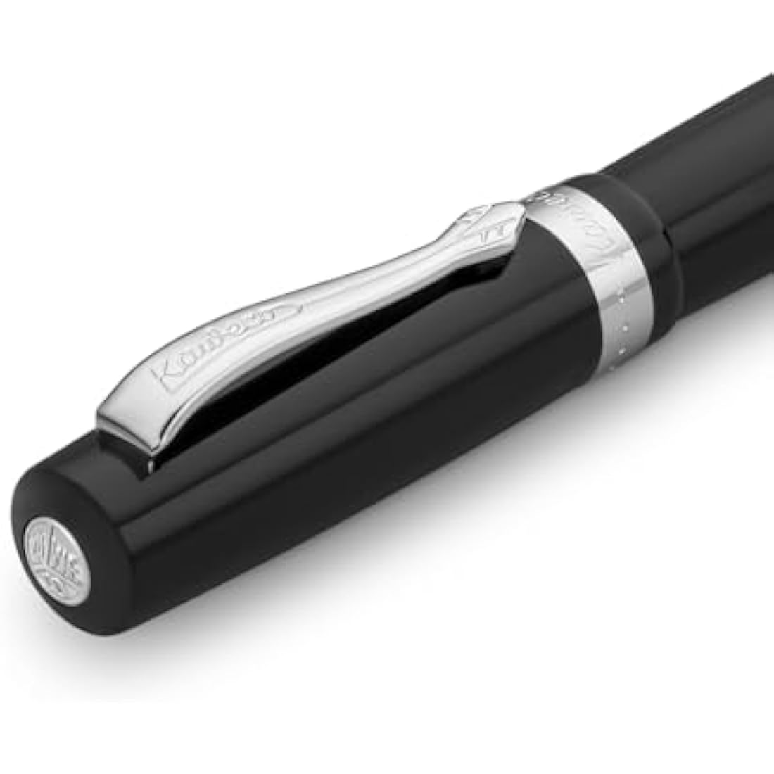 Kaweco STUDENT Black Fountain Pen I Premium Acrylic Fountain Pen for Ink Cartridges I Nostalgic Fountain Pen in Black with Silver Details I Student Pen 16 cm I Nib: B (Broad)