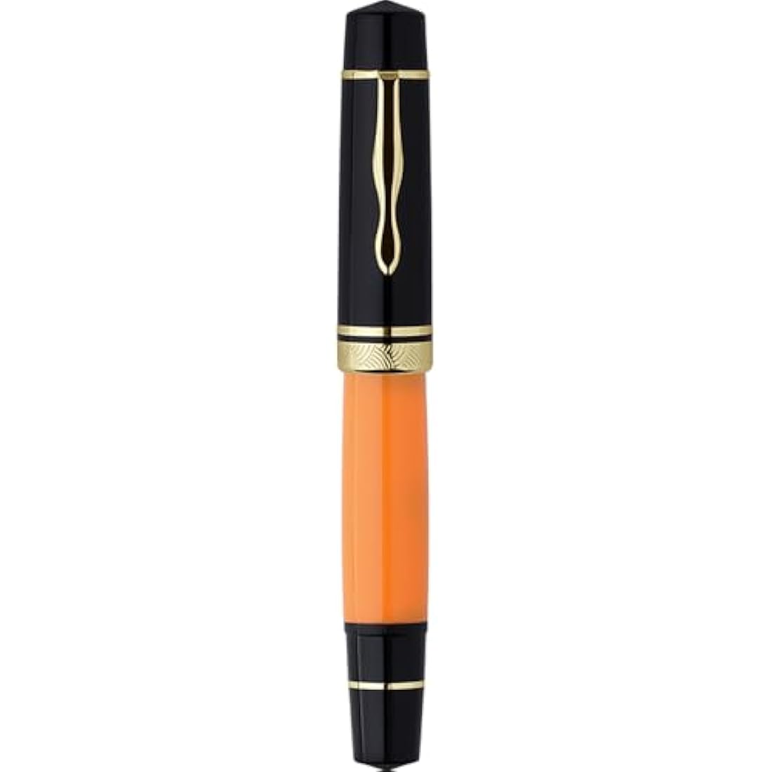erofa Majohn P139 NO.8 Fine Nib Piston Fountain Pen with Box, Brass Piston System Large Capacity Writing Pen, Black Yellow