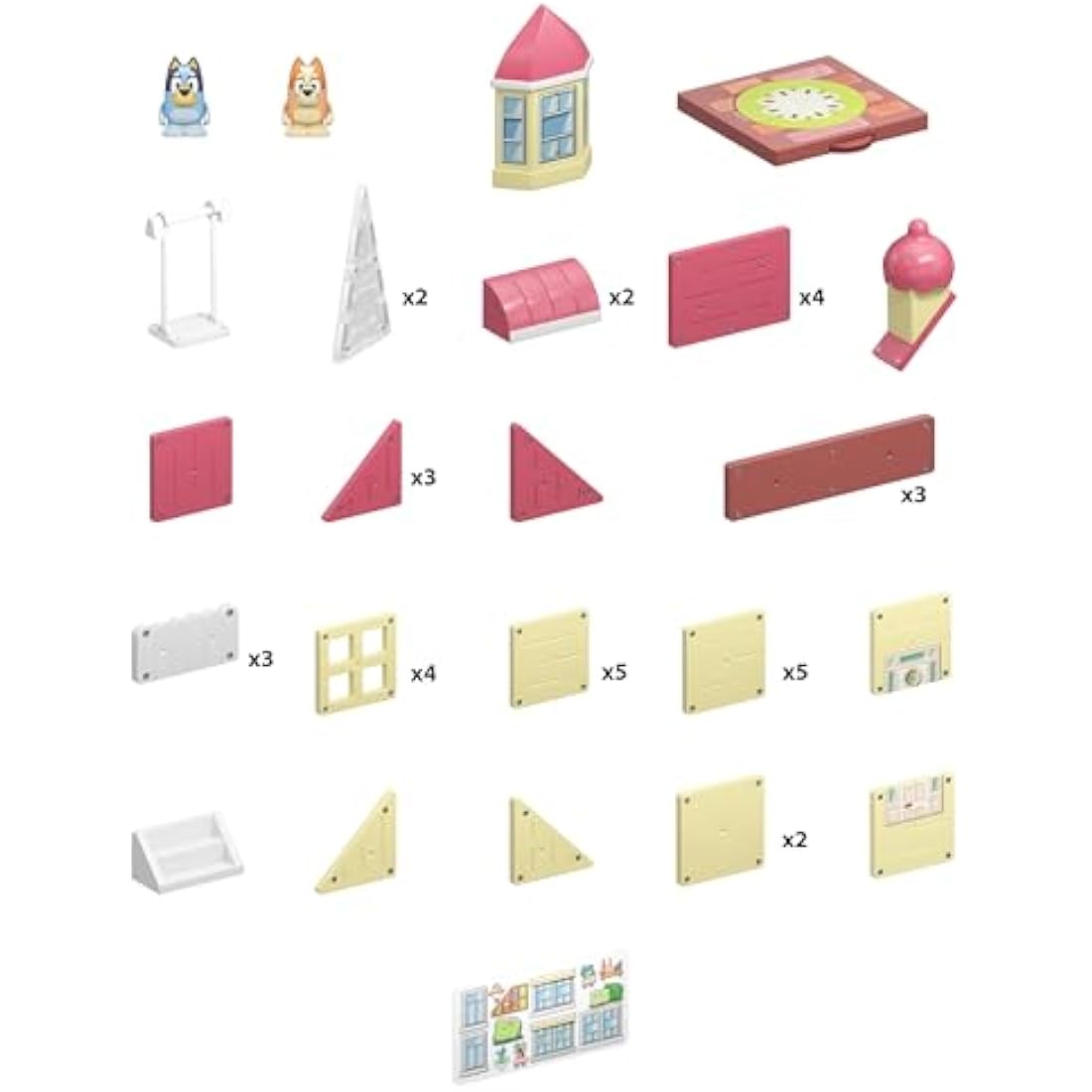Tile Town Bluey Heeler Home Magnetic Tiles Construction Building Playset with Bluey and Bingo Figures, Kids 3-5+, New Action Tiles for Action Play, Realistic Builds, STEM Creative Toy