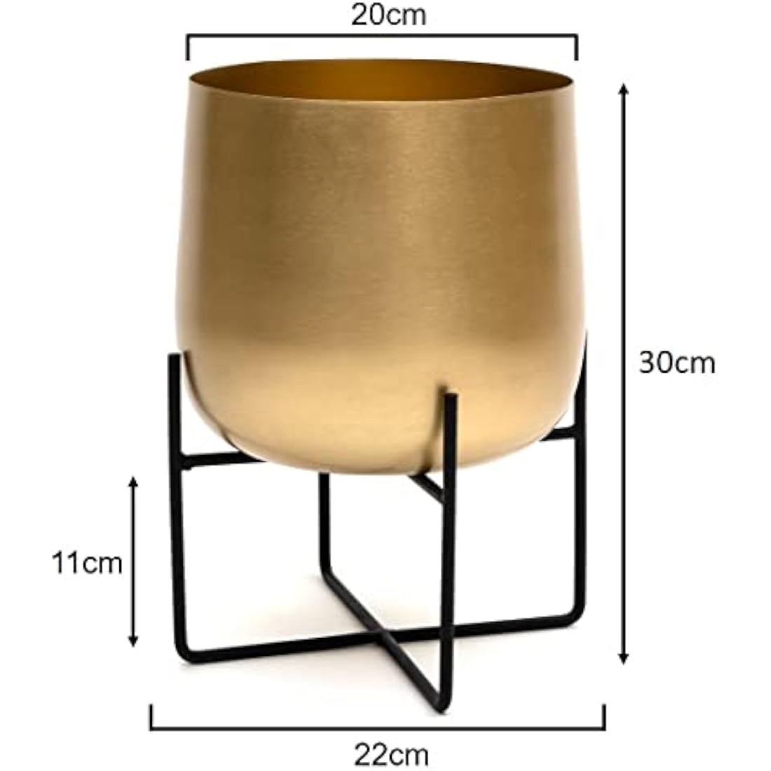 Gold Plant Pot with Black Plant Stand - Gold Planters Large Indoor