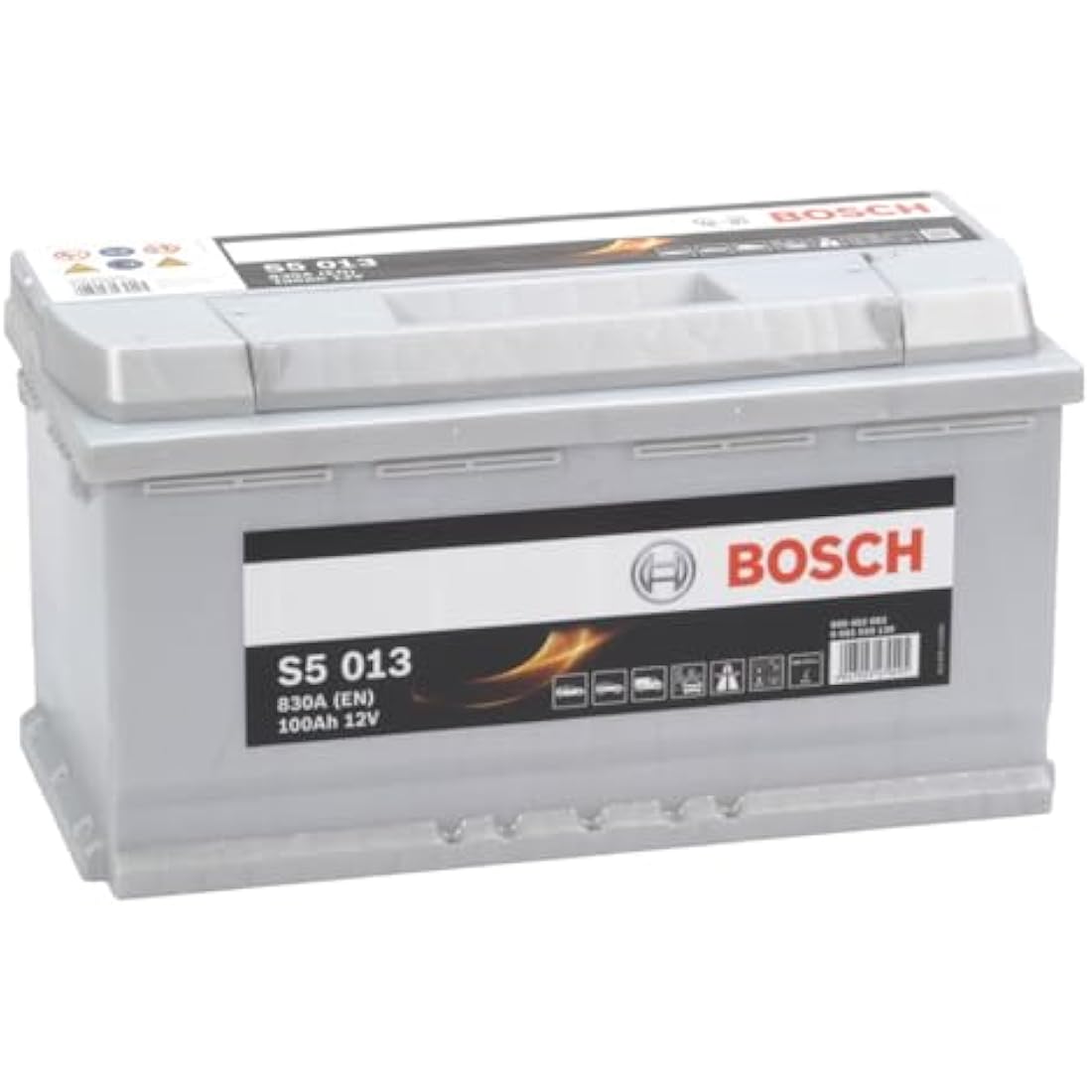 Bosch S5 013 Car Battery 100 A/h - 830 A - 12 V Battery, Type 019, Lead-acid for Non-Start/Stop Vehicles, Left (-) Right (+), 353 x 175 x 190 mm - For Vehicles with High Electrical Needs