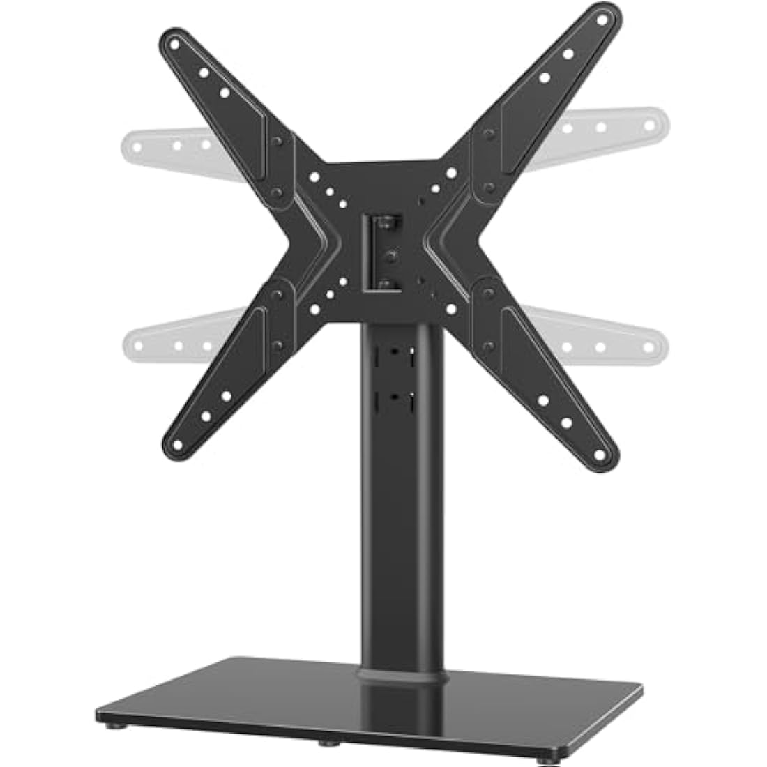 Universal Swivel TV Stand/Base Table Top TV Stand for 21 to 55 inch TVs with 90 Degree Swivel, 4 Level Height Adjustable, Heavy Duty Tempered Glass Base, Holds up to 45kgs, HT02B-002
