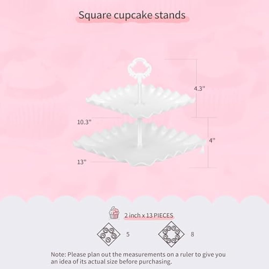 Pack of 10 NWK Cake Stand, Cupcake Stand, with 3 x Two-Tier Cupcake Stands, 3 x Three-Tier Cupcake Stands, 4 x Appetizer Trays, for Birthday Baby Bridal Shower Party (White)