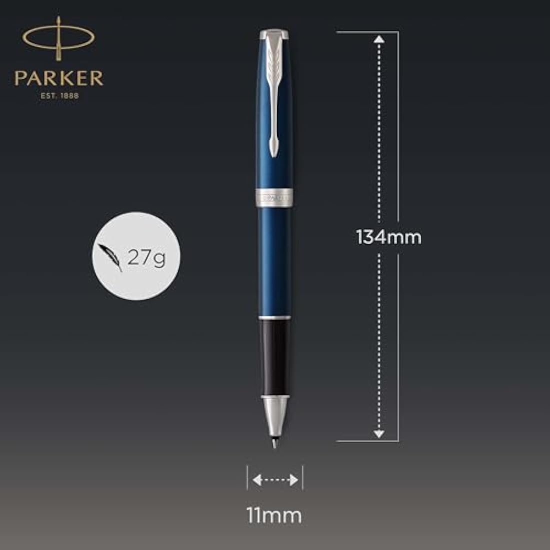 Parker Sonnet Rollerball Pen | Blue Lacquer with Palladium Trim | Fine Point Black Ink | Gift Box