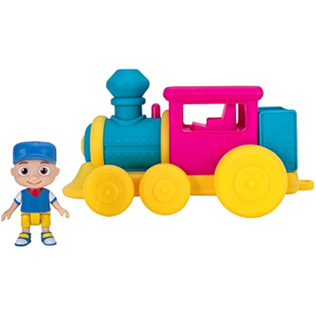 CoComelon Feature Vehicle, Train - Train Vehicle With Sounds - Exclusive Conductor JJ Figure - Fits 4 Figures - Free Wheeled - Play Songs - Toys for Kids, Toddlers, and Preschoolers