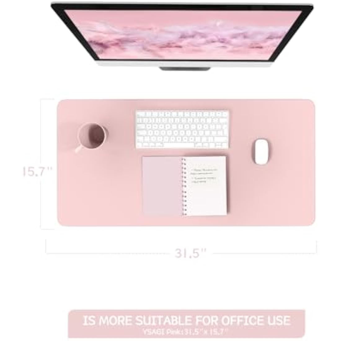 Non-Slip Desk Pad, Waterproof PVC Leather Desk Table Protector, Ultra Thin Large Mouse Pad, Easy Clean Laptop Desk Writing Mat for Office Work/Home/Decor (Pink, 80 x 40 cm)