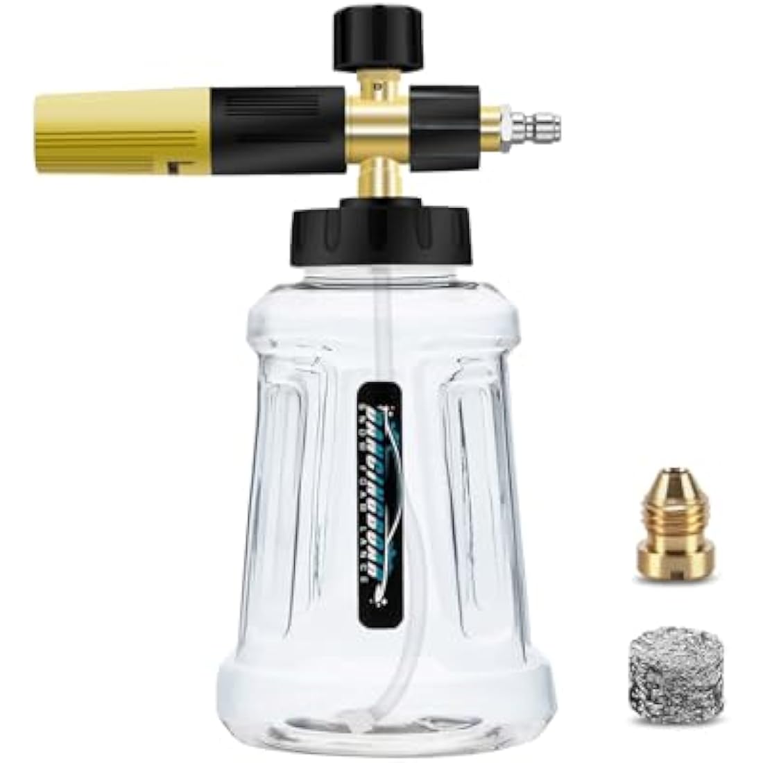 DANCINGBOAR Foam Cannon Compatible with 1/4 Quick Connect Pressure Washer, 1L Adjustable Snow Foam Lance Soap Dispenser with New Generation Adjustable Spray Nozzle (Black & Yellow)