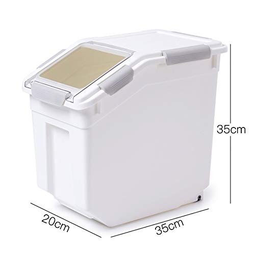 Toolzia 2 Pcs Rice Dispenser 10kg, Airtight Rice Storage Container Dry Food Dispenser Large Sealed Grain Containe (Grey)