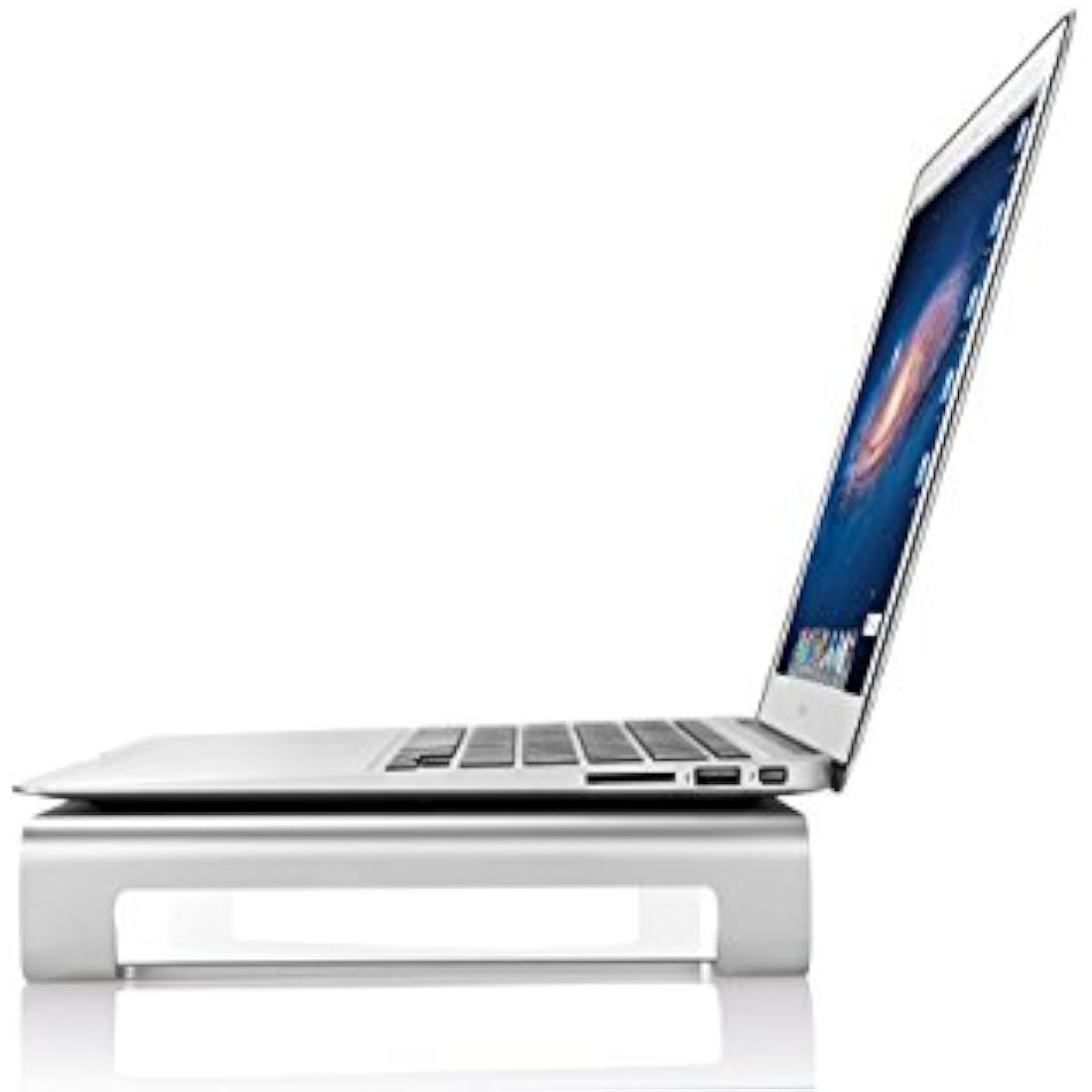 Desire2 Monitor Stand Riser, Silver Aluminium Metal Desk Shelf, Designed for iMac Stand, Macbook, Laptop Screen Riser, Slim Computer Stands, Printer, Office Organisation, Computer Accessories for Desk