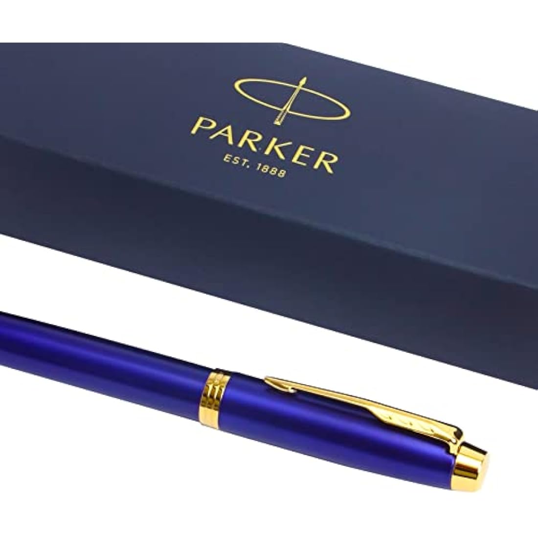 Parker IM Premium Limited Edition Rollerball Pen | Lustrous Blue Lacquer with Gold Trim | Black Ink | Gift Boxed