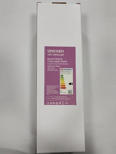 Unicozin LED Ceiling Light Rotatable, 6 Way LED Ceiling Spotlight, Matt Nickel & Swivelling Design, Including 6 X 4W GU10 LED Bulbs (450LM, Cool White 6000K),for Kitchen, Living Room, Bedroom