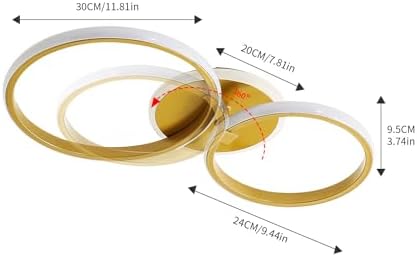 Comely LED Ceiling Light, 42W Gold Chandeliers Ceiling Lights, Modern Flush Mount LED Ceiling Lamp for Living Room Kitchen Office Bedroom Dining Room, 6500K Cool White Light