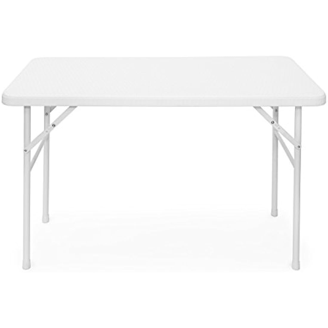 Relaxdays BASTIAN Rectangular Patio Table Folding Table 74 x 121.5 x 61 cm, Folding Table for Backyard, Balcony or Porch with Metal Frame, Rattan Look Side Table or Camping Table, White