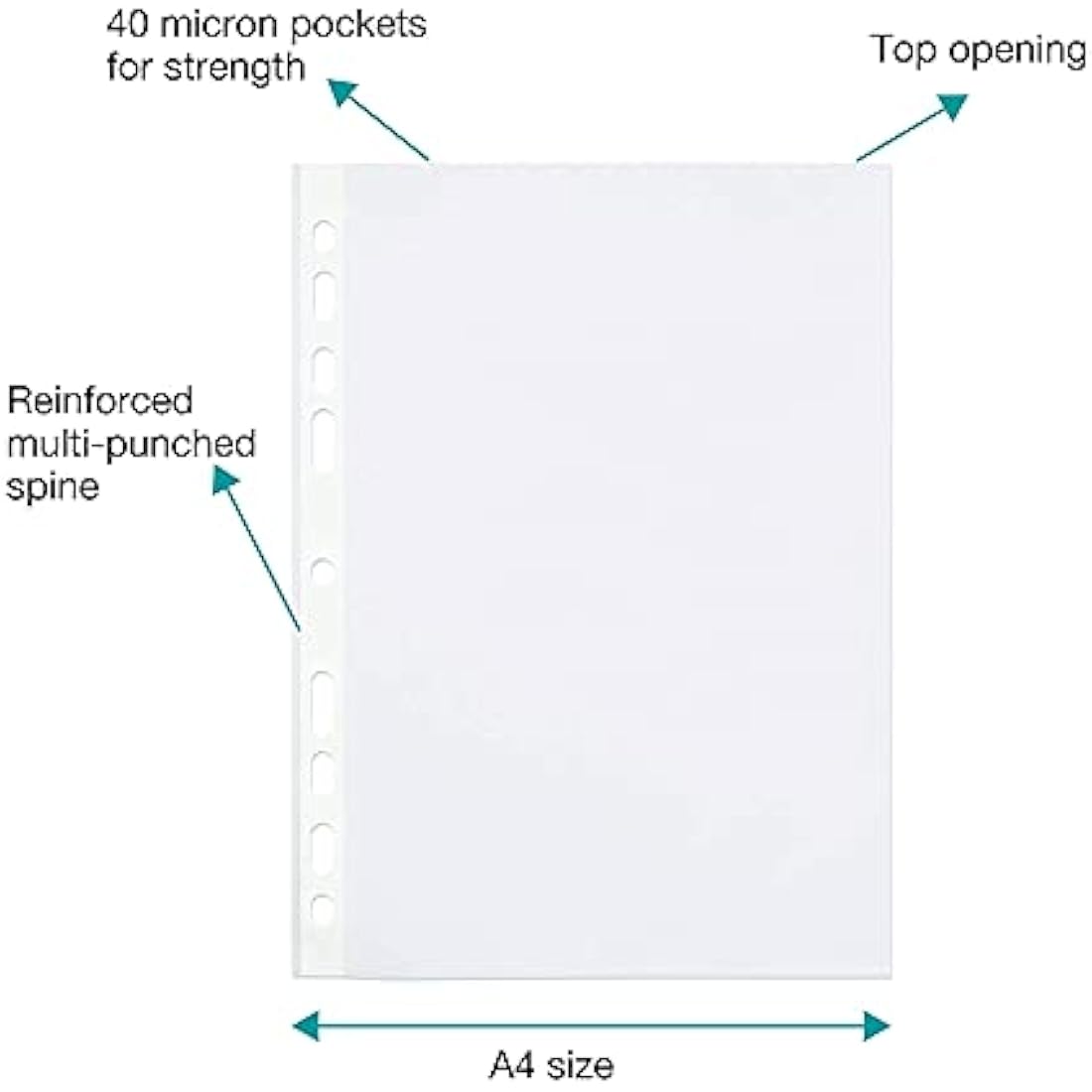 SUMMIT Punched Pockets A4, Embossed, 500 Poly Pockets