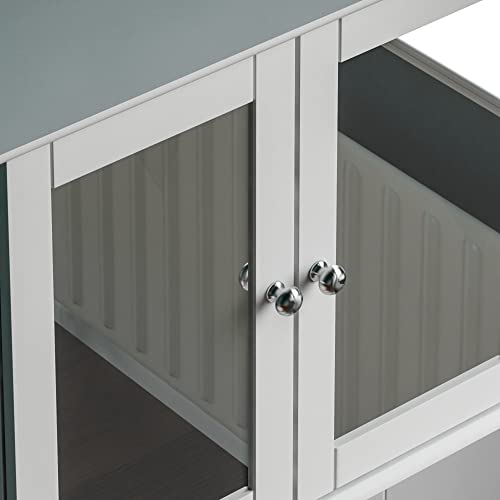 Bath Vida Priano Double Door Mirrored Bathroom Cabinet Storage Cupboard Wall Mounted, White