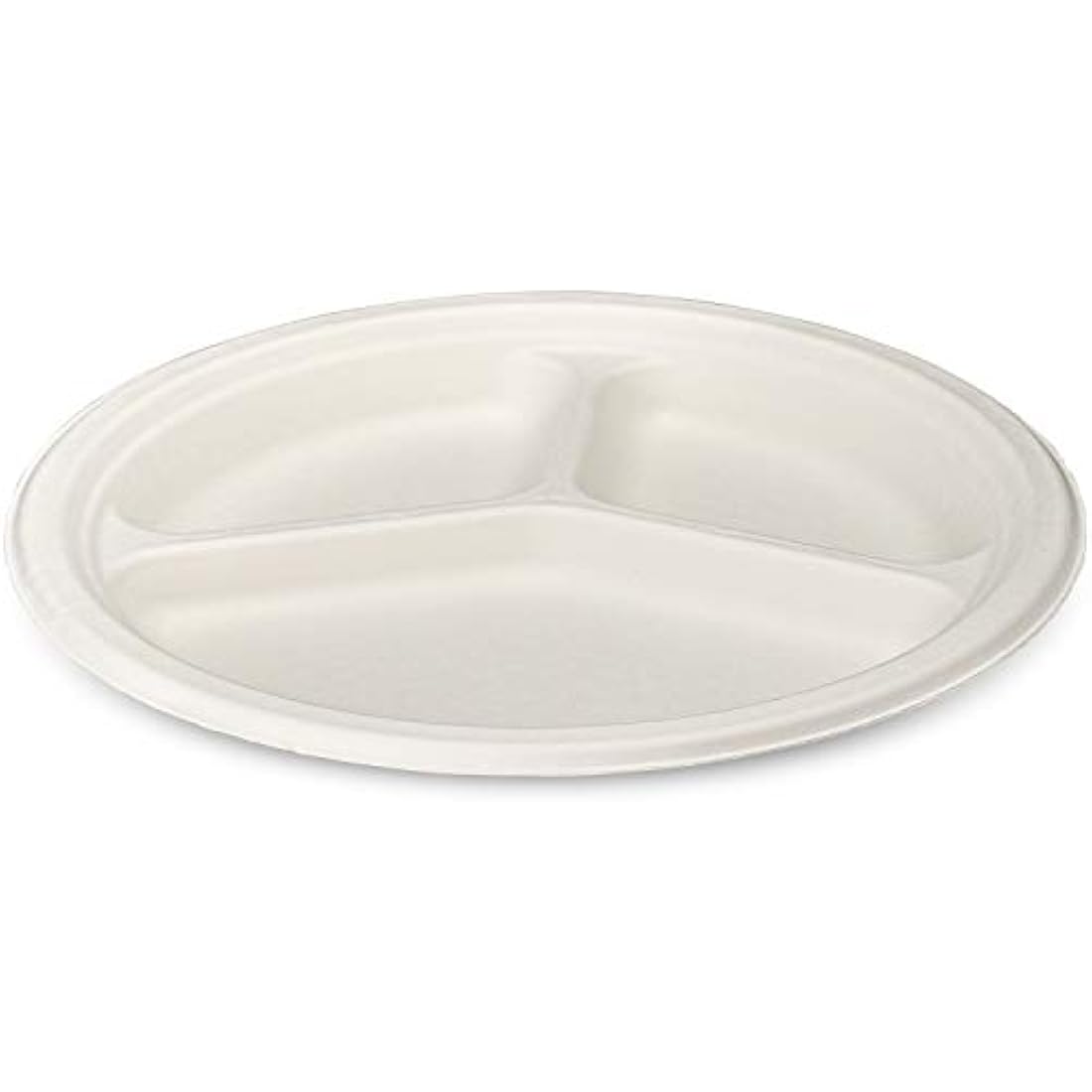 Comfy Package 100% Compostable 10 Inch Heavy-Duty Plates [125 Pack] 3 Compartment Eco-Friendly Disposable Sugarcane Paper Plates