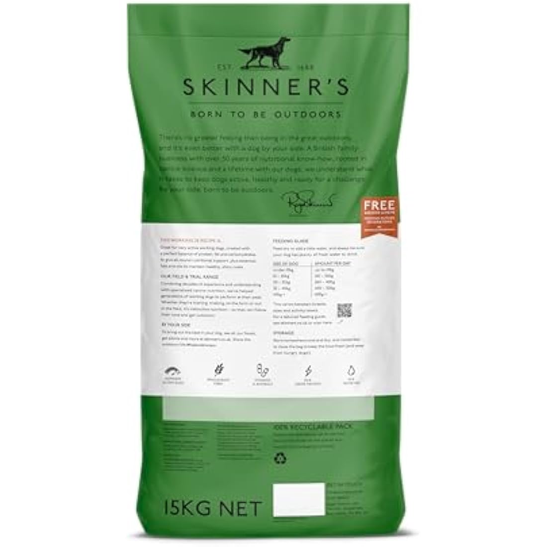 Skinner’s Field & Trial Working 26 – Complete Dry Adult Dog Food, For Active Dogs, Greedy Eaters, High Energy, 15kg