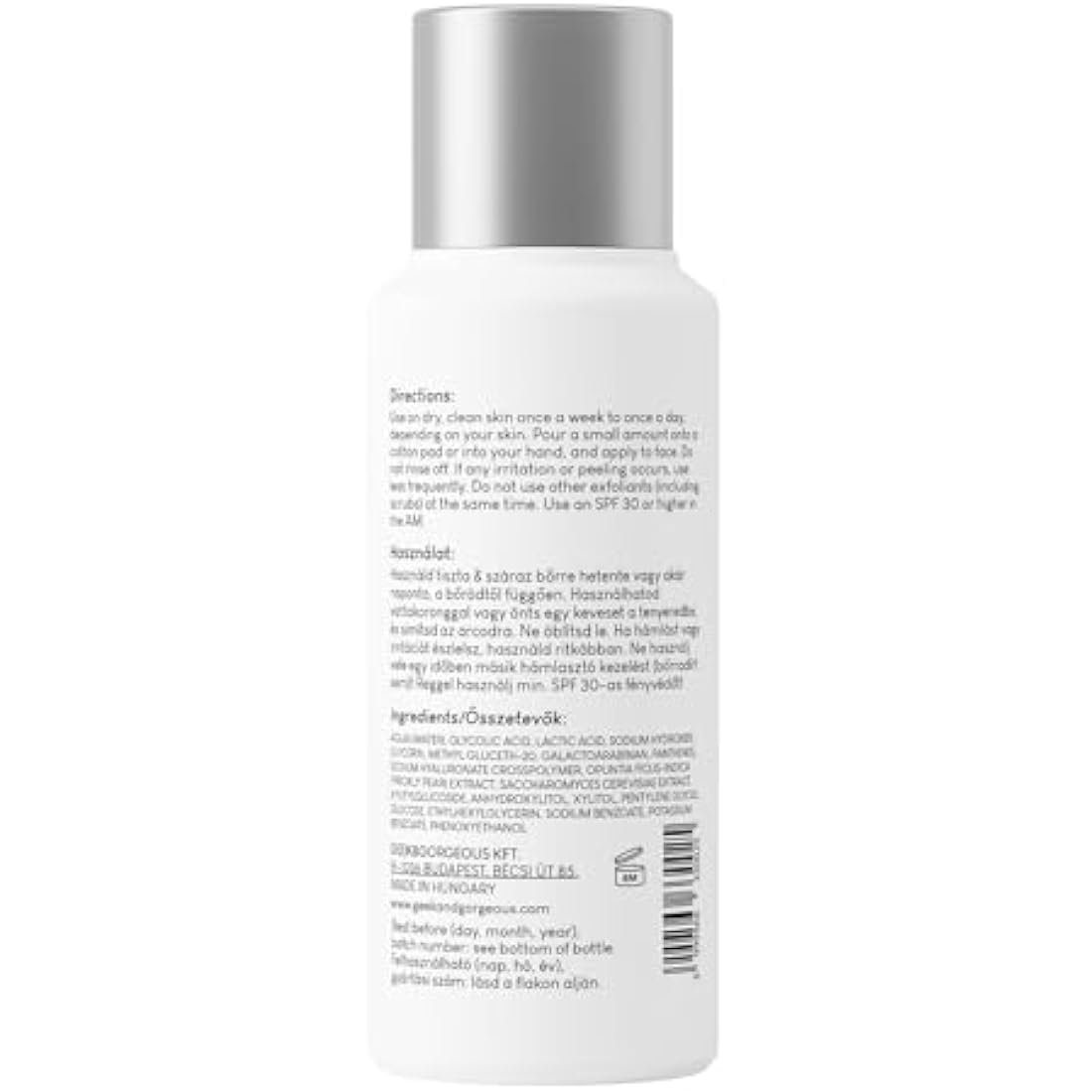 Geek & Gorgeous Smooth Out 12% AHA + Cactus Liquid - liquid exfoliant, gives healthier & younger-looking skin - all skin types, 100ml