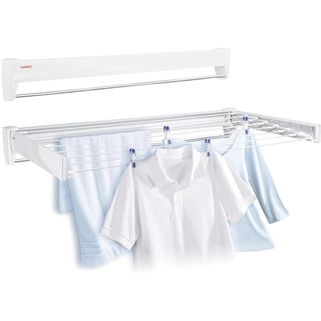 Leifheit Telegant 81 Protect Plus Wall-Mounted Clothes Airer, Foldaway Towel Rack for Indoor & Outdoor, Clothes Drying Rack for Indoor or Outdoor, 103 x 53 cm, 8.1 m Drying Space, White