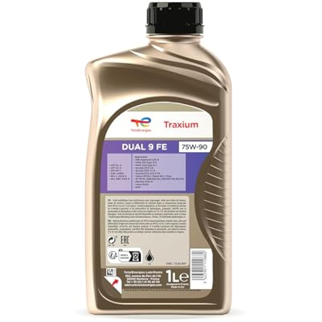 TotalEnergies TRAXIUM DUAL 9 FE Synthetic 75W90 Transmission Oil API GL-4/5, MT-1, SAE J2360-1 Liter