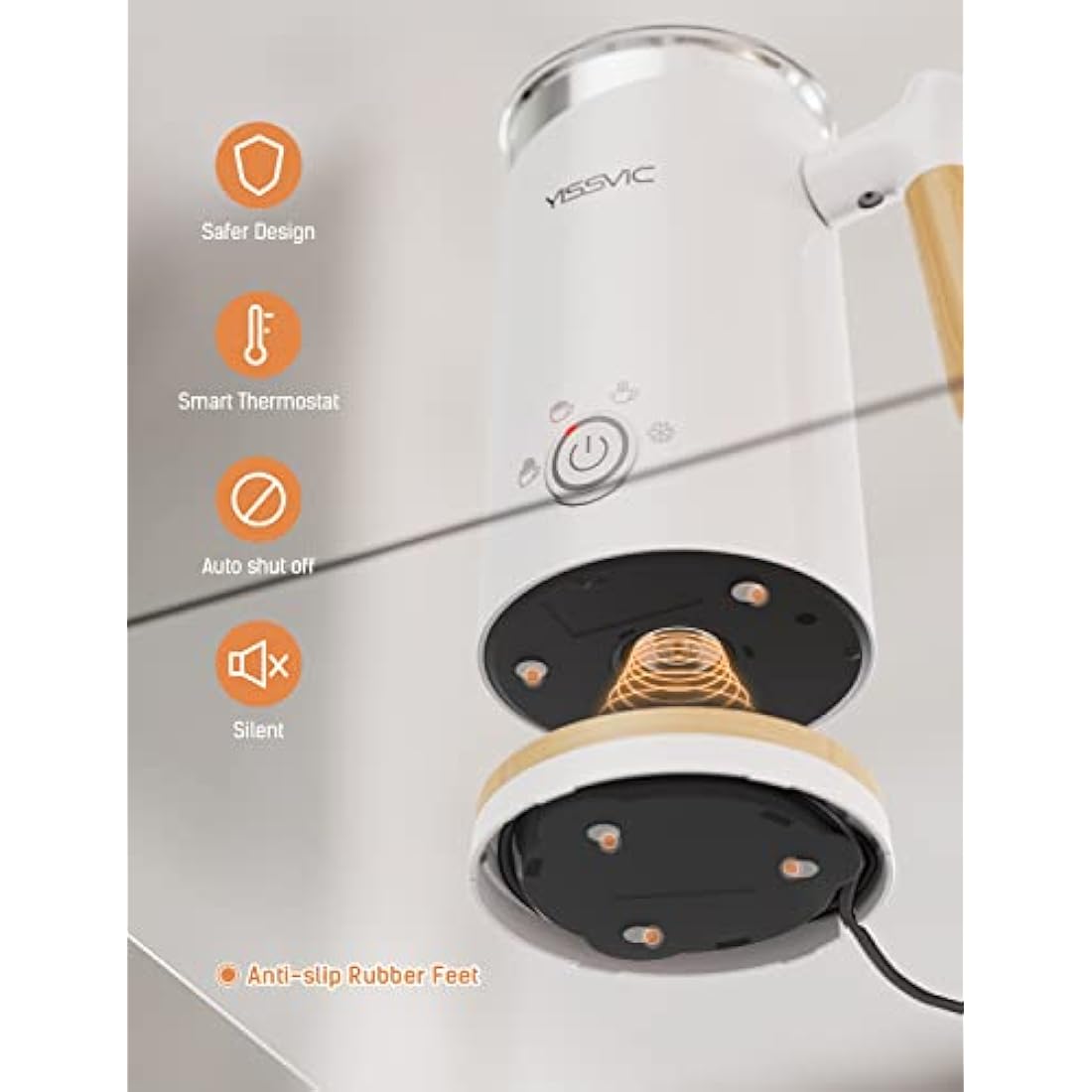 YISSVIC Milk Frother Electric Milk Steamer Automatic Hot or Cold Milk Foam Maker for Capuccino Chocolate Latte