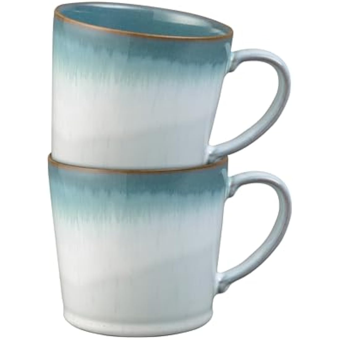 Denby - Azure Haze Blue Coffee Mug Set of 2-400ml Large Stoneware Ceramic Tea Mug Set for Home & Office - Dishwasher Safe, Microwave Safe - Blue, White Reactive Gradient Glaze - Chip Resistant