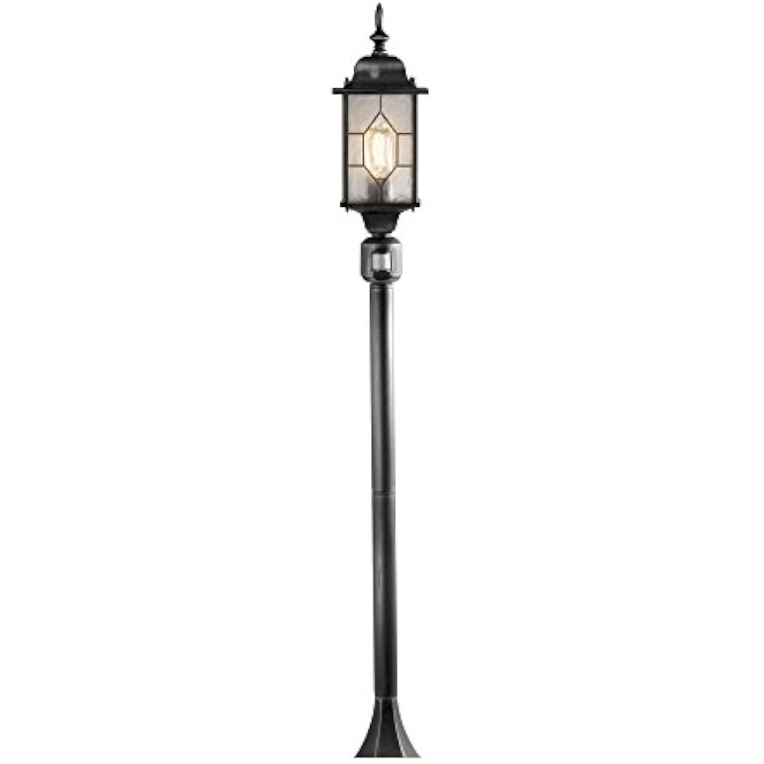 Konstsmide 7249-759 Milano Leaded Effect Up Outdoor Wall Light with PIR Sensor-Motion Detector / 1 x 75 W E27 Max Wall Lamp /Acrylic Glass / Aluminium / IP43 / Outside Light Antique, Black/Silver