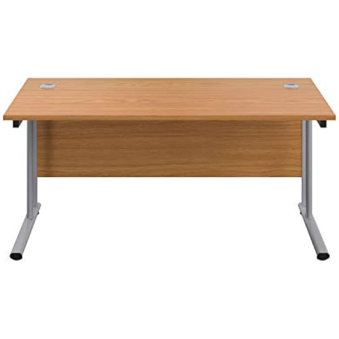 Office Hippo Professioneller Bürotisch, freitragend, Eiche, silberfarbener Rahmen, 140 x 80 x 73 cm