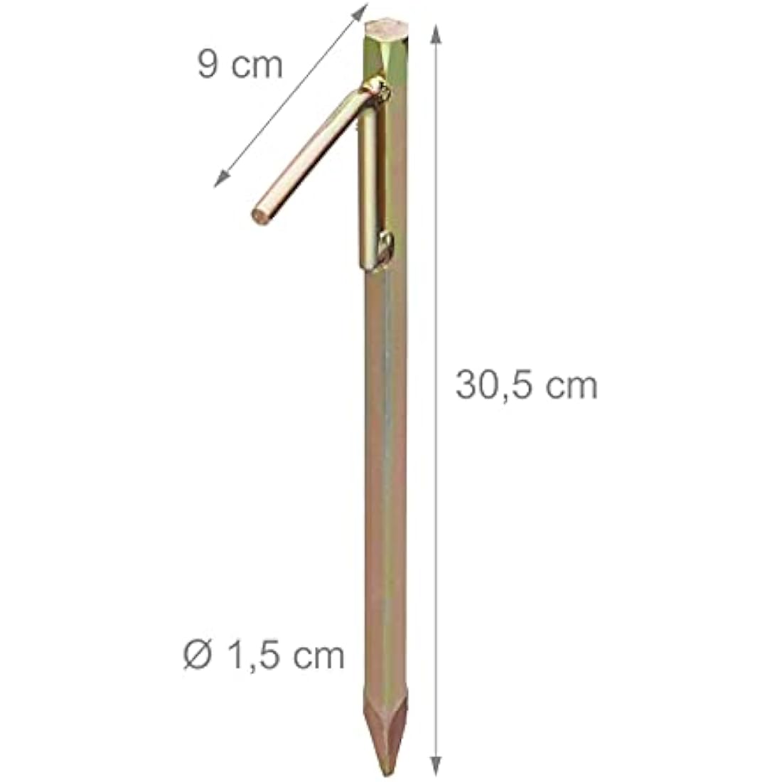Relaxdays Heavy Duty Tent Stakes Set of 4, for Rocky Terrain, 30.5 cm, Camping Accessory, Galvanized Steel, Gold, 30.5 x 9 x 1.5cm