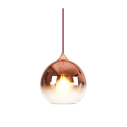 MZStech Spherical Gradient Color Glass Pendant Light Modern Glass Globe Lamp Chandelier Hanging Light (Rose Gold, 20cm)