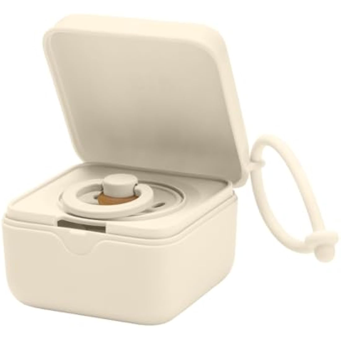 BIBS Pacifier Box with Strap. Soother Holder and Steriliser case. 100% BPA Free Food-Grade Material. Made in Denmark. Ivory