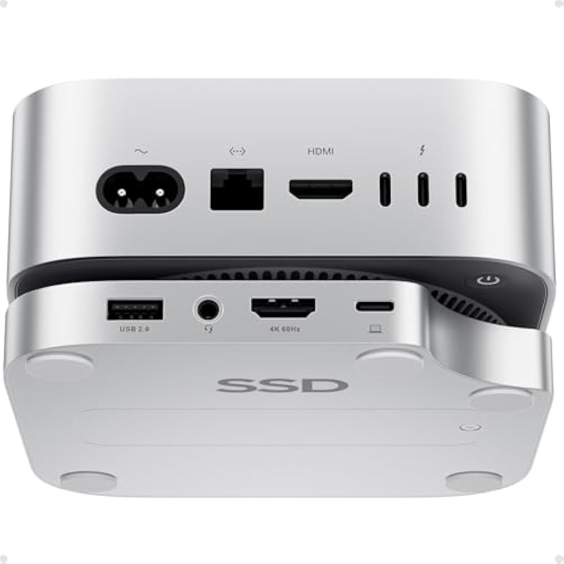 PULWTOP Mac Mini M4 Dock with 4TB M.2 SSD Enclosure (SSD NOT Included), Mac Mini M4/ M4 Pro Hub Stand with HDMI 4K 60Hz, 2024 MacMini USB C Hub Accessories, 3 USB A 2.0, SD/TF Card Slots, 3.5mm Audio