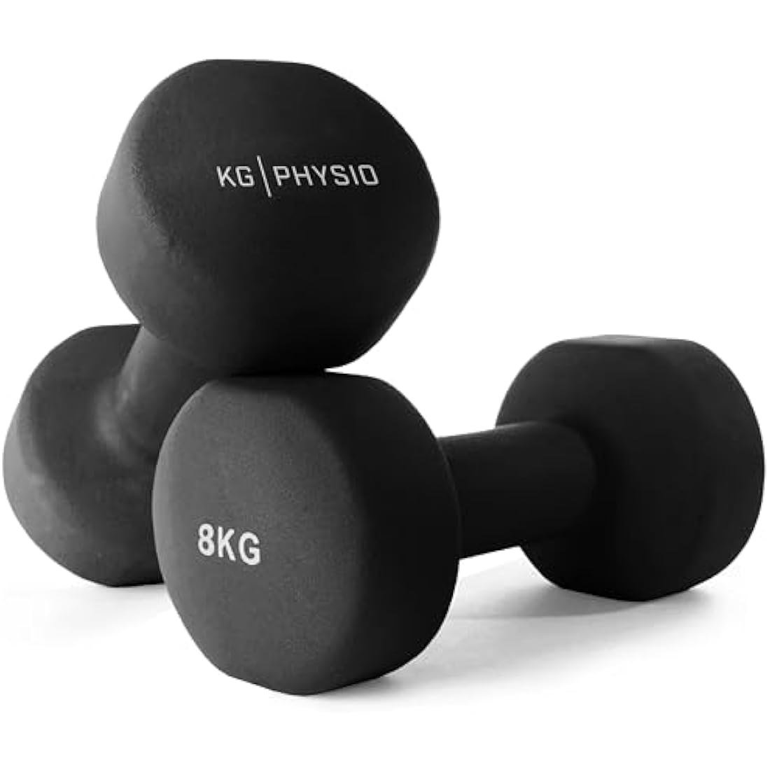 KG Physio Weights Dumbbells Set Women & Men - Neoprene-Coated & Sweat-Resistant Weights Set with Anti-Roll Technology & A3 Exercise Poster, Gym Equipment for Home, 1-10 kg Dumb Bells Pair