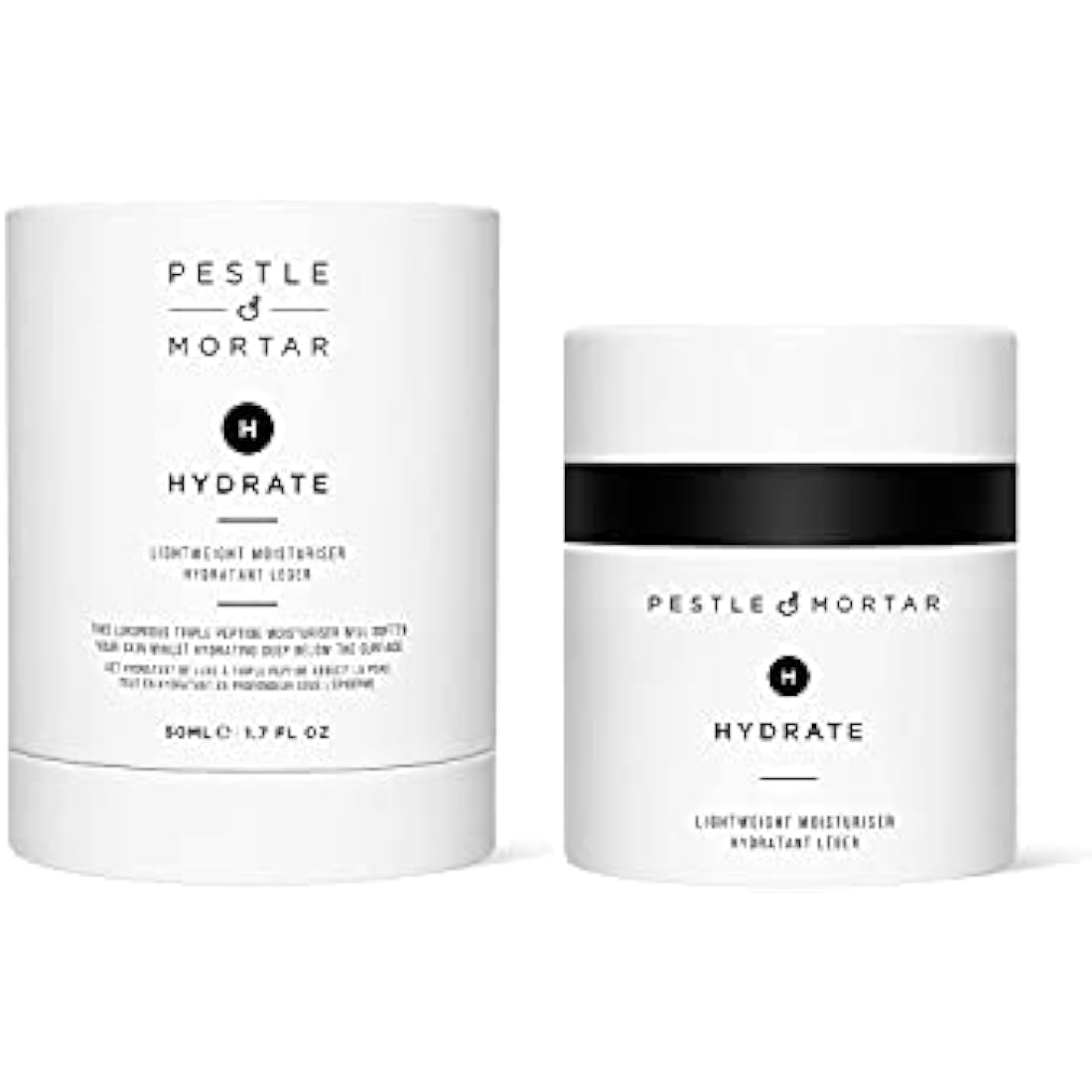 Pestle & Mortar Hydrate - Lightweight Anti Ageing Face Moisturizer Formulated with Peptide Technology and Squalane. Softens, Firms and Hydrates the Skin Without Clogging Pores - 50ml
