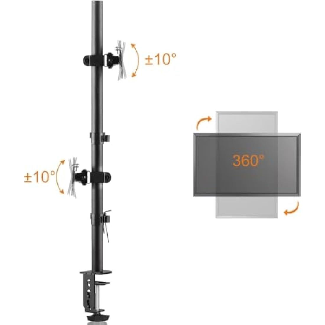 Bracwiser Vertical Dual Monitor Mount Fits 13-27 Inch LCD LED Monitor Computer PC Screens,Clamp Mounting, Fully Adjustable Desk Mount. MD7802