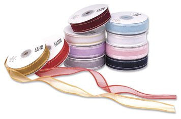 CLUB GREEN Organza Satin Edge Ribbon, Silver, 23 mm x 25 m