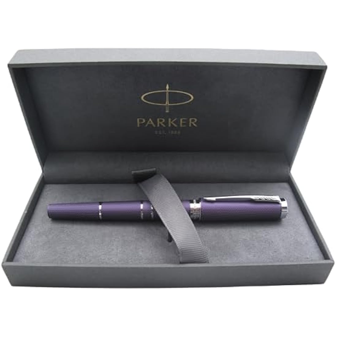 Parker Ingenuity Premium Metal 5th Technology Pen - Deluxe Deep Violet - Black Ink - Slim Version - Gift Boxed - Adapts To Handwriting Style