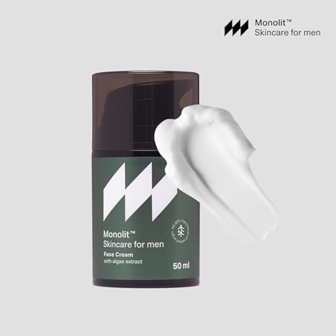 Monolit Face Cream with Algae Extract, For Man, Nourishing Avocado Oil, Anti-aging Spirulina, Moisturizing Coconut Oil, 50ml