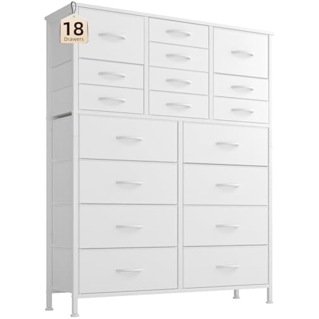 CAIYUN Chest of Drawers with 18 Drawers， Dressers & Chests of Drawers for Bedroom， Storage Drawers for Kids， Bedroom Furniture Toy Storage Clothes Storage Cabinet, White