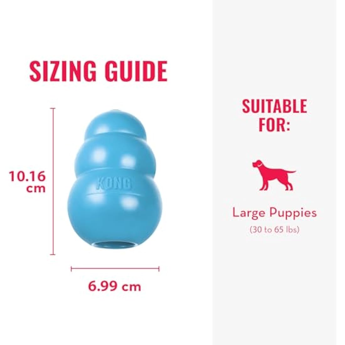 KONG Puppy - Stuffable Teething Chew Toy for Dogs - Natural Rubber Material - For Large Puppies, Blue