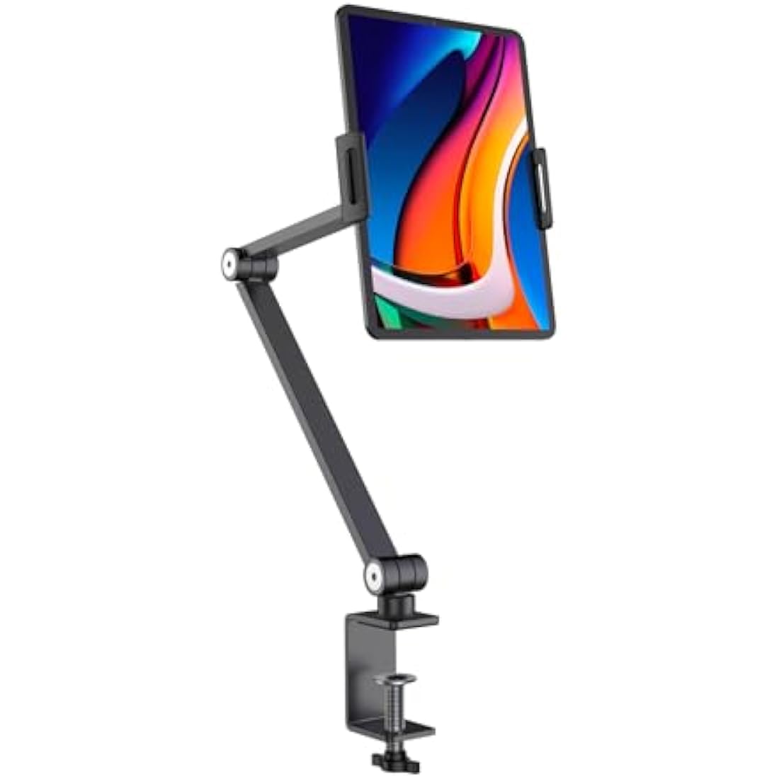 BEWISER iPad Stand Desk Mount for Tablet,Portable Monitor Arm Holder, Aluminium Alloy Clamp Mount Compatible with 1kg 4.7-15.6" Screen Phone,Kindle,Fire HD,Switch (Grey)