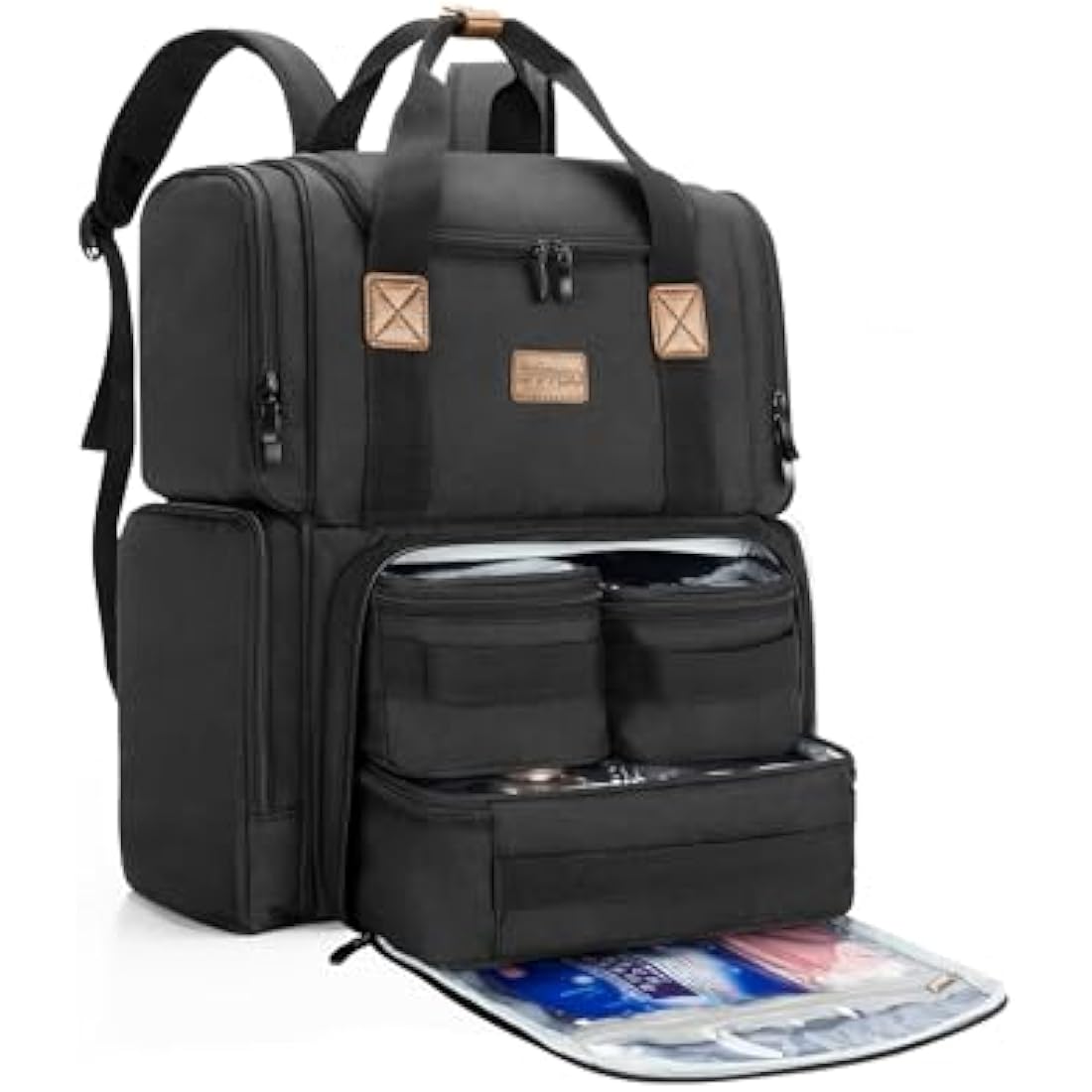 BAFASO Makeup Backpack with 3 Inner Removable Pouches, Travel Makeup Bag with Multiple Pockets, Black