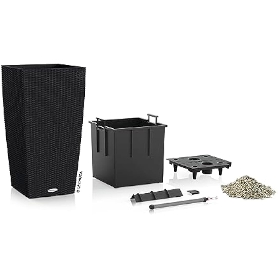 LECHUZA CUBICO Cottage 40 graphite black 15253