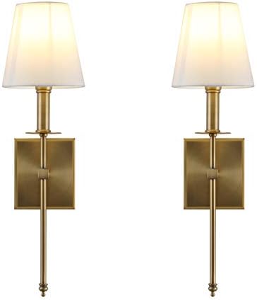 Yosoan Lighting 2 Sets of Vintage Loft Bar Modern Linen Fabric Lampshade Hardwired Wall Light Fittings, Hotel Beside Bed Wall Lamp E27 Screw (Antique)