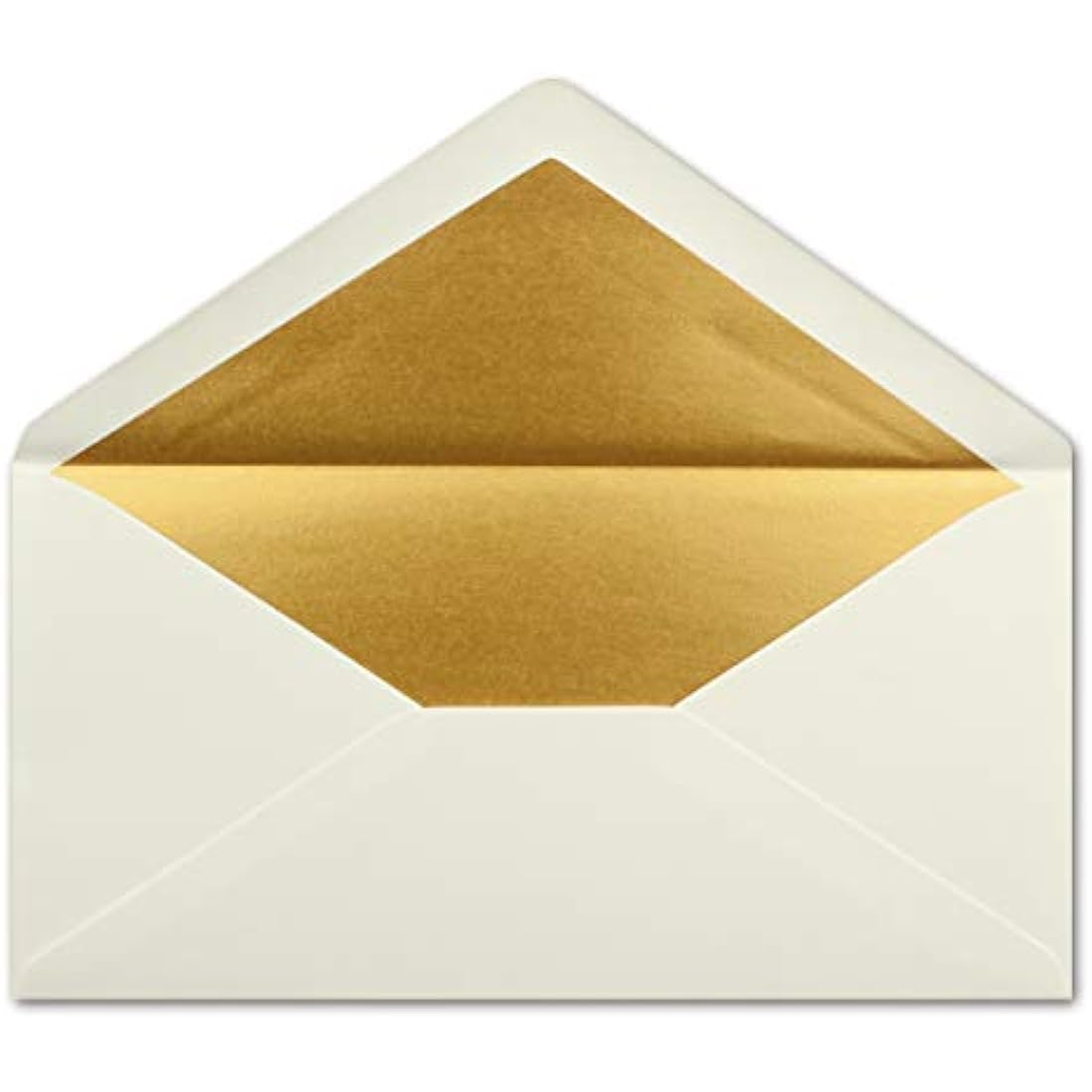 NEUSER PAPIER 100 envelopes DIN long - natural white with gold metallic inner lining - 110 x 220 mm - wet glue - festive envelopes for Christmas