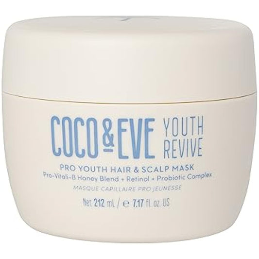 Coco & Eve Pro Youth Hair & Scalp Mask. Anti-Aging Hair Mask for Strength, Shine, Volume. Regulate Dandruff for a Healthy Scalp. With Honey, Retinol, Probiotics for Youthful and Hydrated Hair (212 ml)