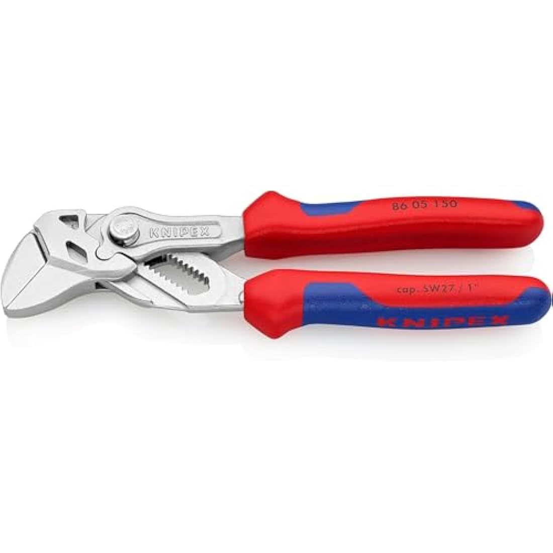 Knipex Pliers Wrench pliers and a wrench in a single tool chrome-plated, with multi-component grips 150 mm 86 05 150