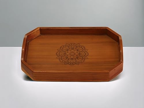 Vesta Homes Acacia Wood Serving Tray for Home/Kitchen/Restaurant/Office Organizer/Dining Table | Premium Serving Trays | 40 x 27 x 8 cm | Handcrafted